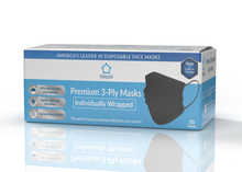 Load image into Gallery viewer, Litepak Premium Disposable Face Masks Black 3-Ply Individually Wrapped
