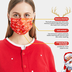 50 Pack 3-Ply Disposable Christmas Face Masks with Assorted Designs