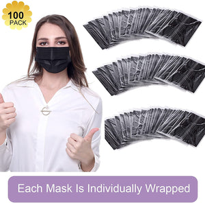 2000pcs Individually Wrapped 3-Ply Disposable Face Mask Black Premium Comfort