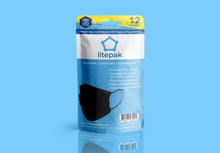 Load image into Gallery viewer, Litepak Black 3-Ply Disposable Face Mask (Hangable Retail Bags)
