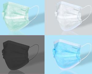 Litepak Premium Disposable Face Masks 3-Ply Color Bundle (4 Boxes of 50, Multiple Colors)