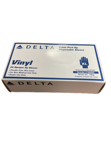 24ct Delta Vinyl Disposable Gloves FDA Registered Powder Free, Non Latex- X-Large