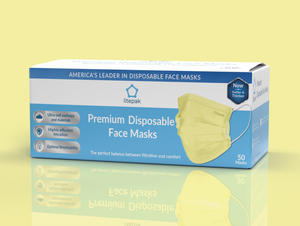 Litepak Premium Disposable Face Mask (50-Pack, Yellow)