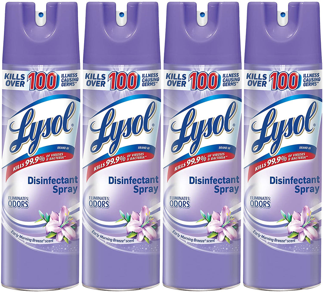 Lysol Sanitizing Spray, Early Morning Breeze, 19 Ounce (Pack of 4) by Lysol