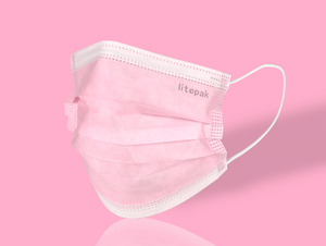 Litepak Premium Disposable Face Mask (50-Pack, Pink)