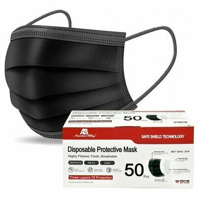 2,000pcs Premium Black Disposable 3Ply Face Mask Bulk Wholesale Case Nose Wire