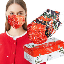 Load image into Gallery viewer, 50 Pack 3-Ply Disposable Christmas Face Masks with Assorted Designs
