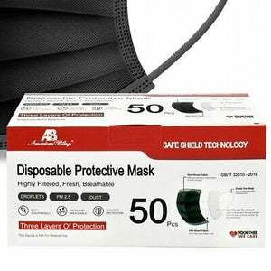 2,000pcs Premium Black Disposable 3Ply Face Mask Bulk Wholesale Case Nose Wire