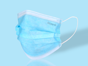 Litepak Premium Disposable Face Masks 3-Ply, 2000 Masks - Blue