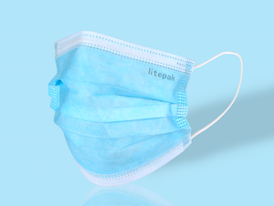 Litepak Premium Disposable Face Masks 3-Ply, Various Colors (50-Pack)