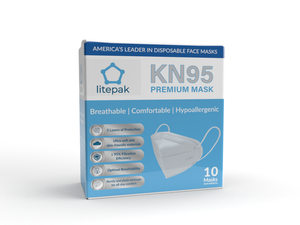 (10-Pack) Litepak Premium KN95 Face Mask - 5 Layer Filtration Respirator