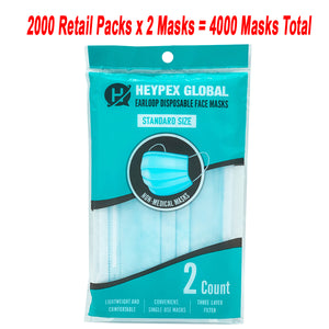 Disposable Face Masks 3Ply Blue Individually Wrapped[Packs of2] SHOP IN BULK