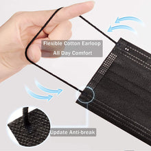 Load image into Gallery viewer, 2000pcs Individually Wrapped 3-Ply Disposable Face Mask Black Premium Comfort
