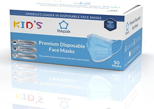 Kids Mask - Disposable Face Mask For Children - 3 Ply For Boys Girls School Children Toddlers; Blue