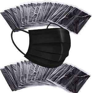 2000pcs Individually Wrapped 3-Ply Disposable Face Mask Black Premium Comfort