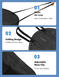 10-Pack Black KN95 FDA-Certified Particulate Respirator Face Mask Disposable