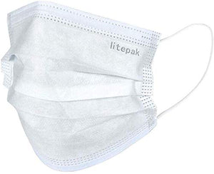 125 Masks- Litepak Premium-Grade Disposable 3-Ply Face Mask