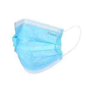 125 Masks- Litepak Premium-Grade Disposable 3-Ply Face Mask