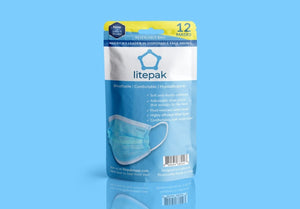 2400pcs Litepak Premium Disposable 3-Ply Face Masks BLUE - 200 Packs of 12