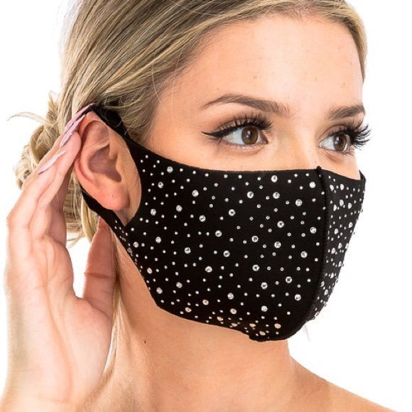 Rhinestone Face Mask Soft Double Layer Reusable Washable Assorted Bling