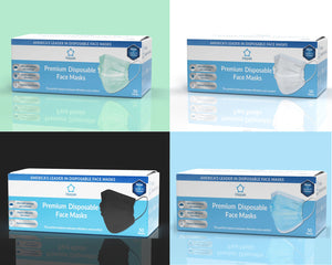 Litepak Premium Disposable Face Masks 3-Ply Color Bundle (4 Boxes of 50, Multiple Colors)