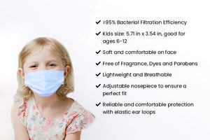 1200pcs Kids Blue 3-Ply Disposable Face Masks Respirator Bulk 30pcs x 40