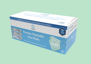 Litepak Premium Disposable Face Masks 3-Ply, Various Colors (50-Pack)