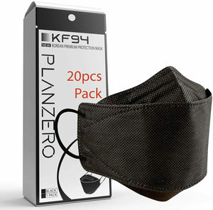 20pcs Black KF94 Premium Disposable Face Mask Individually Wrapped