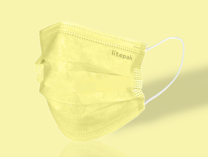 Litepak Premium Disposable Face Mask (50-Pack, Yellow)